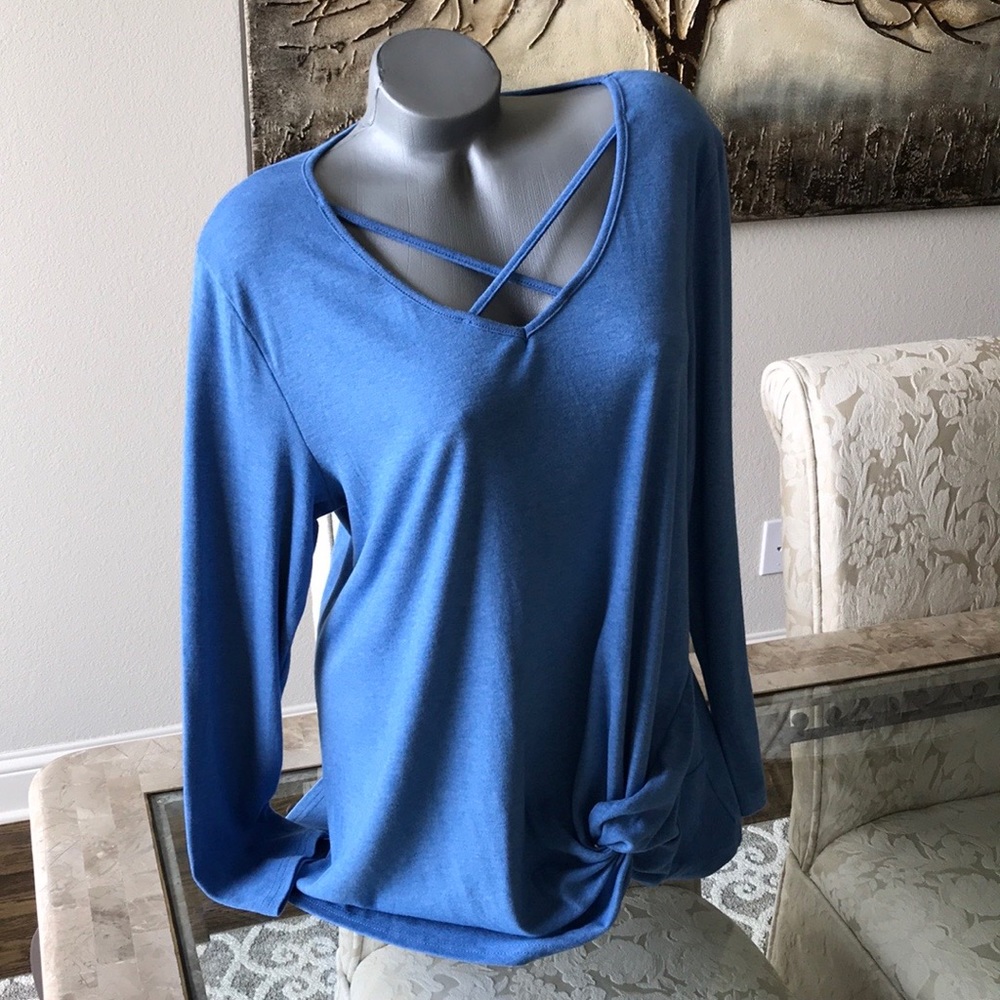 Niashot Twist Knot V Neck Sweater Top